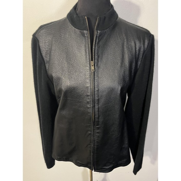 John Paul Richard Jacket Womens Medium Black Leather Full Zip Lined Stand Collar - Picture 2 of 11